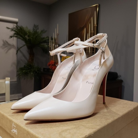 NEW Christian Louboutin Conclusive Pump in Crème Leather 100mm Heel Size 40.5 - Picture 4 of 12